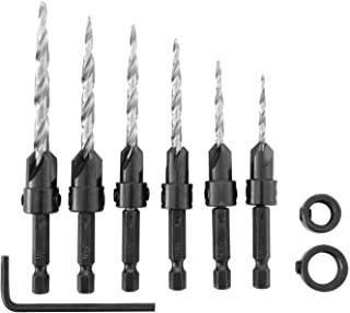 6PCS Set Hex Shank 4 Flute HSS Wood Countersink Taper Drill Bit with Stop Collars for Wood Screw