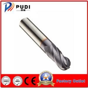 4 Flutes Tungsten Carbide 50mm Overall Length Ball Nose Carbide Tool with Altin Finish