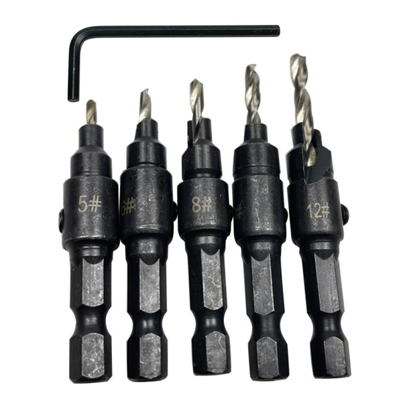 Titanium-Plated Countersunk Head Twist Drill Set Woodworking Hole Opener Chamfer Punching Integrated High-Speed Steel Countersunk Drill Bit Tool