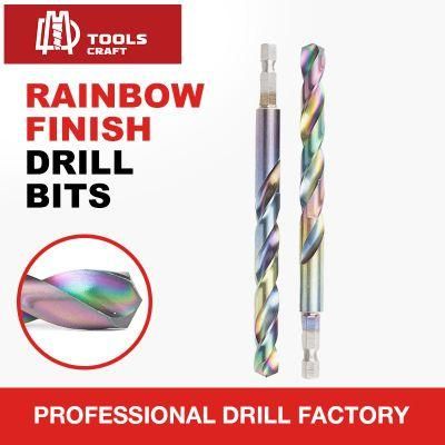 HSS Fully Ground Hex Shank Rainbow Finish Twist Drill Bits