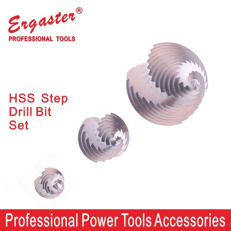 3PC Double Flute HSS M2 Step Drill Bit Set