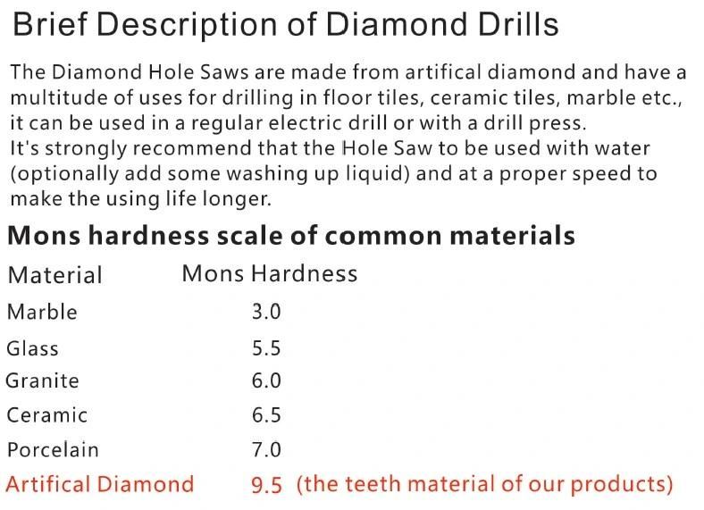 Industry Quality Electroplated Diamond Hole Saw for Tile, Ceramic, Porcelain, Marble, Granite.