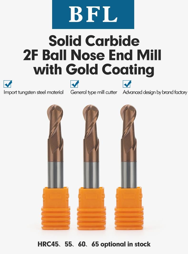 Bfl Solid Carbide 2 Flute Ball Nose Milling Tool with Tisin Coating Milling Cutters