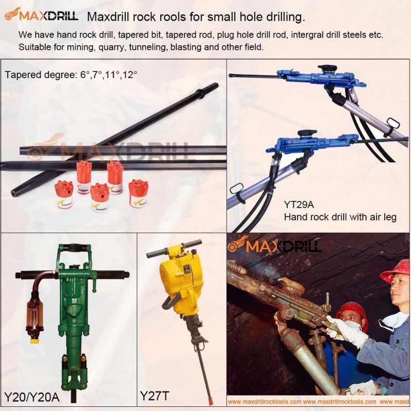 Maxdrill 11° Taper Drill Rod 800mm for Quarrying