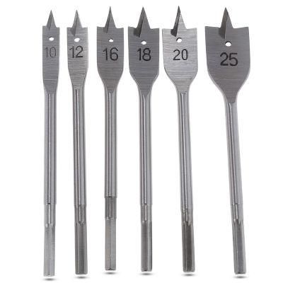 Wood Drill Spade Bit Set Wood Heavy Duty Sturdy Woodworking Flat Boring Drill High Carbon Steel Paddle Silver