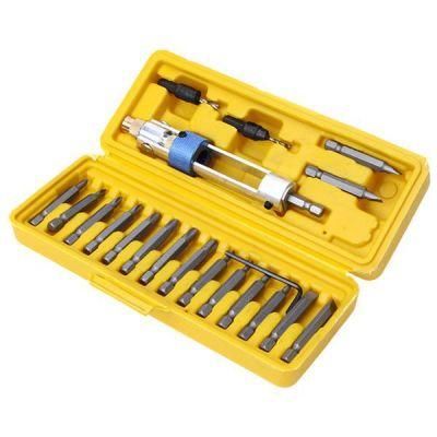 20-Piece Set of Yellow Alloy Steel High-Speed Steel Countersunk Head Drill Batch Head Wind Batch Double-Use Screwdriver Conversion Tool