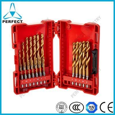 19PCS Variable Shockwave Red Helix Chip Breaker HSS Drill Bit Set