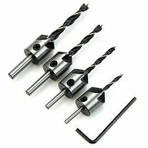4PCS Round Shank 5 Flute Wood Countersink Drill Bit Set for Wood Screw