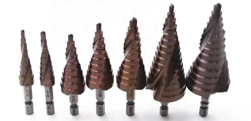 Hex Shank Spiral Grooved Step Drill Bits for Wood, Metal, Stainless Steel Cutting