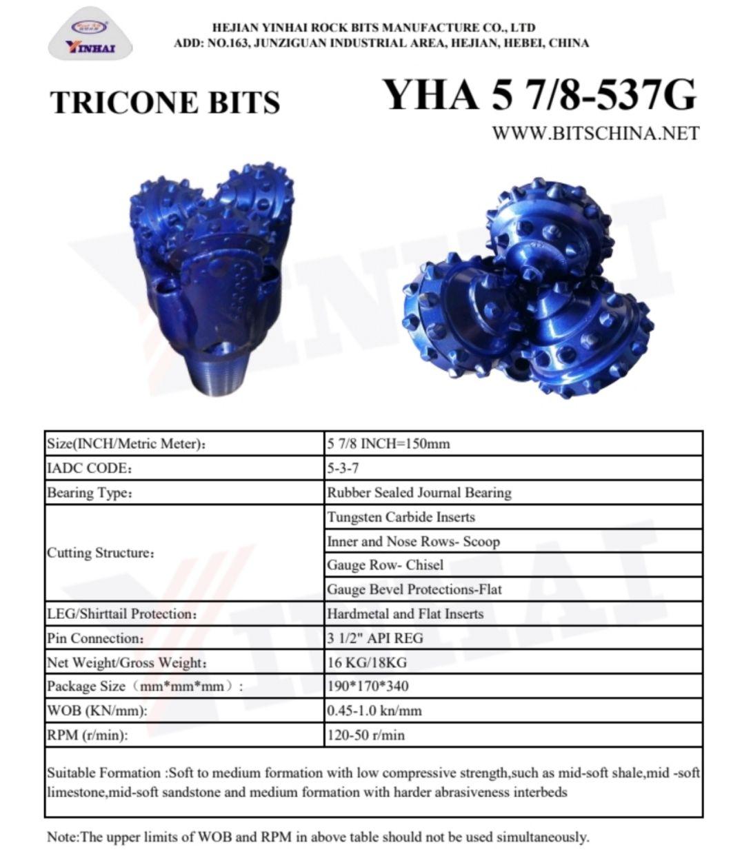 API Factory 5 7/8" IADC537 Tricone Bit/Rock Drill Bit/Roller Cone Bit for Well Drilling