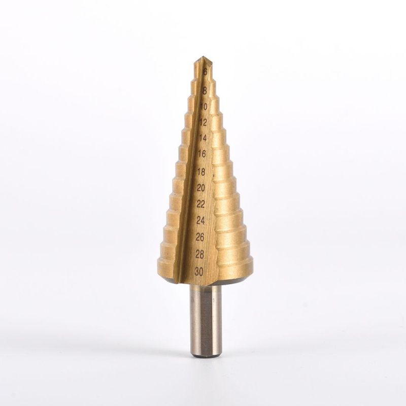 Step Drill Bit - Titanium Coated, Double Cutting Blades, High Speed Steel, Short Length Drill Bit, Total 10 Sizes
