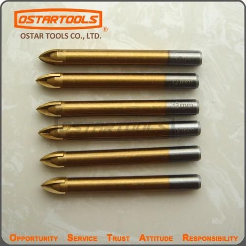 Titanium Coated Glass Drill Bit with Cross Tip