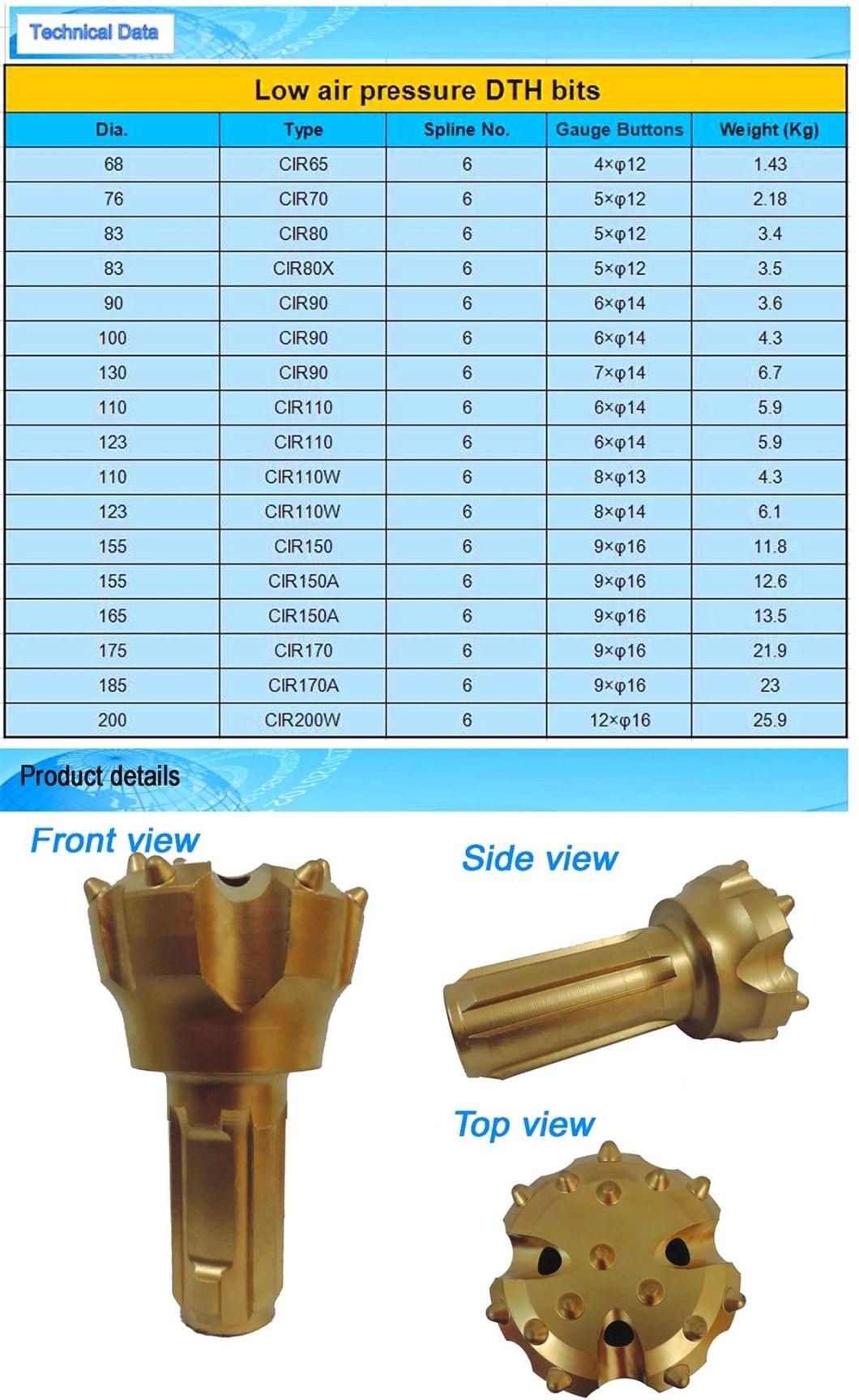 Low Air Pressure Button Bits Drilling Bits for Well Drilling Mining and Quarrying