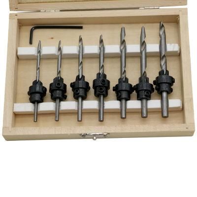 Wood Drilling Bit Set Twist Drill Bit Set Mini Wrench Power Tool Countersink Drill Screw Cap Bit Set