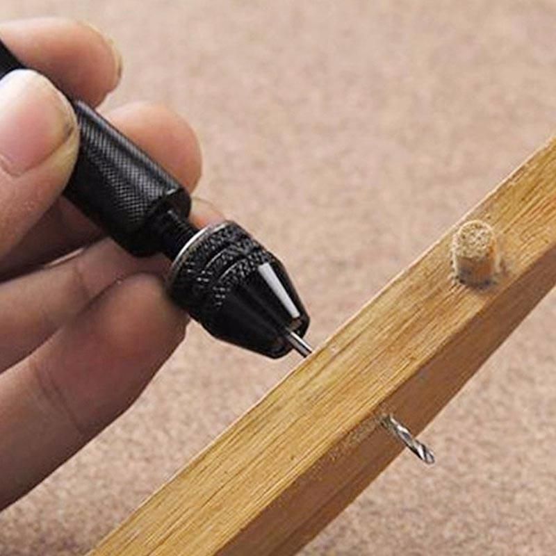 Mini Hand Tools Aluminum Hand Drill with Keyless Chuck +10X High Speed Steel Twist Drills Rotary Tools Wood Drilling