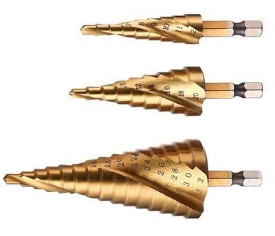 3PCS Titanium Coated HSS 4241 Step Core Drill Bit Set for Metal Drilling