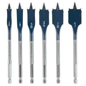 Black Oxide Quick Change Hex Shank Tri-Point Flat Wood Spade Drill Bit with Contoured Spurs for Wood