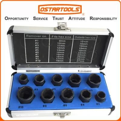 10PCS 9-19mm 26mm Height Nut/Bolt Extractor Set Threading Tools Kit