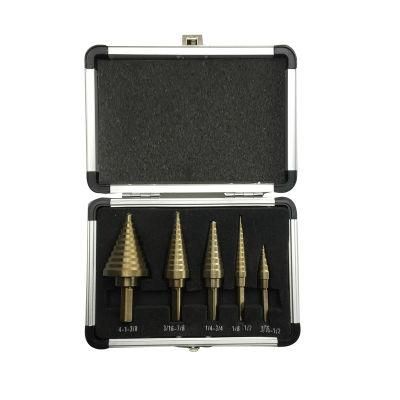 5 PCS Set HSS Straight Flute Step Drill Bits