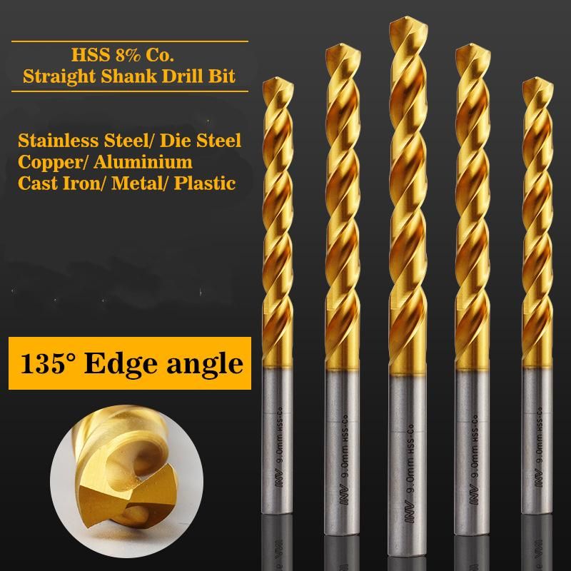 HSS Straight Shank Drill Bit Fully Ground Technology Industrial Titanium Coated Twist Drill Bits