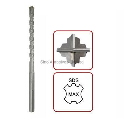 Carbide Cross Tip 4 Cutters Brocas S4 Flute Concrete SDS Max Hammer Drill Bit for Granite Stone