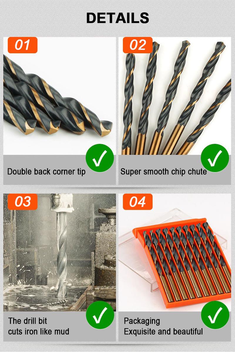 DIN338 Standard HSS 4341 Straight Shank Twist Drill Bit for Drilling Iron Aluminum Copper Metal Wood