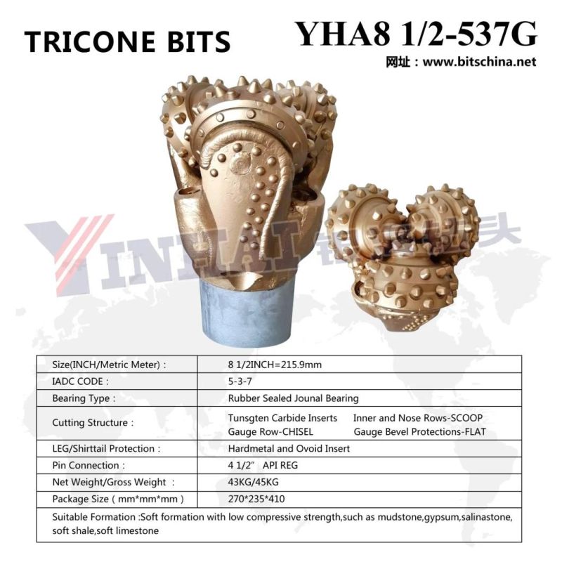 Pilot Bit/Tricone Rock Bit 8 1/2 Inch IADC437/517/537/637 Metal Sealed Bearing for HDD/Trenchless Drilling