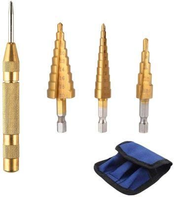 High Speed Steel Titanium Coated Hole Cutter Step Drill Bit with Automatic Center Punch