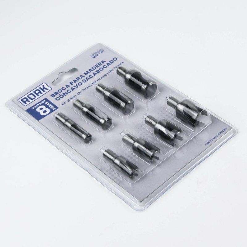 8PCS Blister Card Packing Wood Working Cork Drill