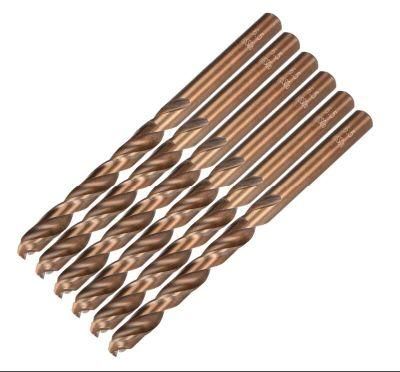 6PCS 6.5mm Twist Drill W Titanium Coated High Speed Steel Bit HSS M35 Co for Steel, Copper, Aluminum Alloy