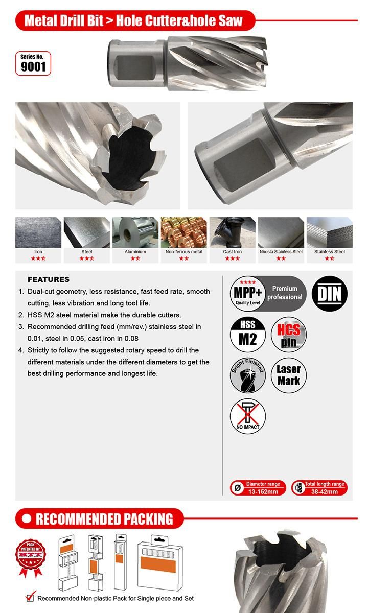 Supreme Quality HSS M2 Annular Broaching Cutter with Weldon Shank for Metal Steel Alloyed Unalloyed Non-Ferrous Metal Board Sheet Cutting