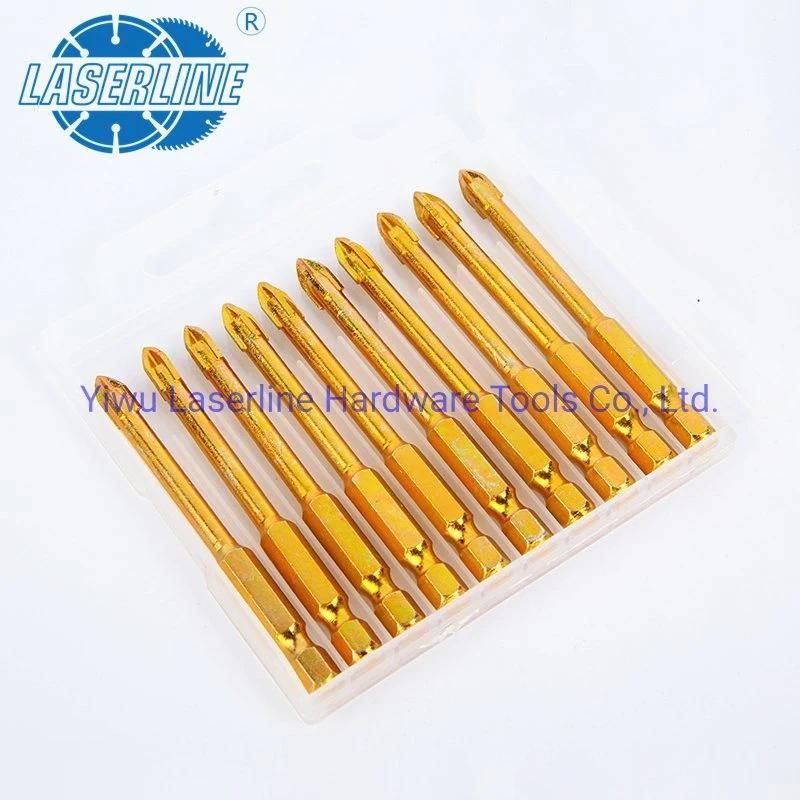 Hex Shank Cross Carbide Tip Glass Drill Bit for Glass Ceramic Porcelain Tile Drilling