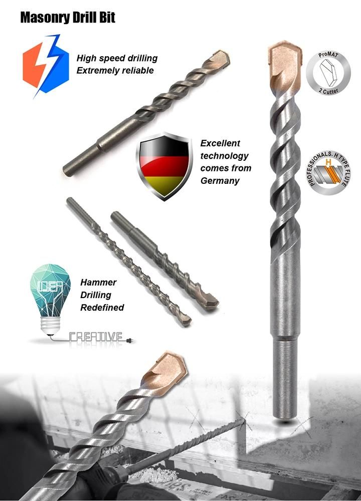 Pgm German Quality Tct Concrete Masonry Drill Cylindrical Shank for Concrete Brick Stone Cement Drilling