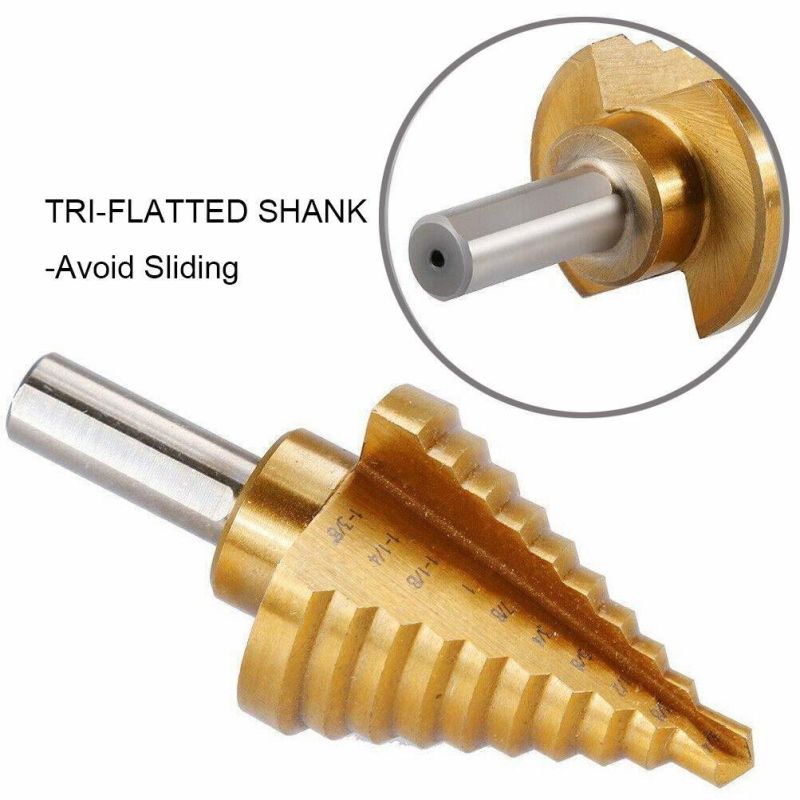 3PCS Step Drill Titanium Coated in Aluminium Case