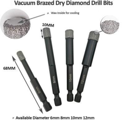 High Quality 6-12mm Vacuum Brazed Round Shank Diamond Hole Saw Drill Bit