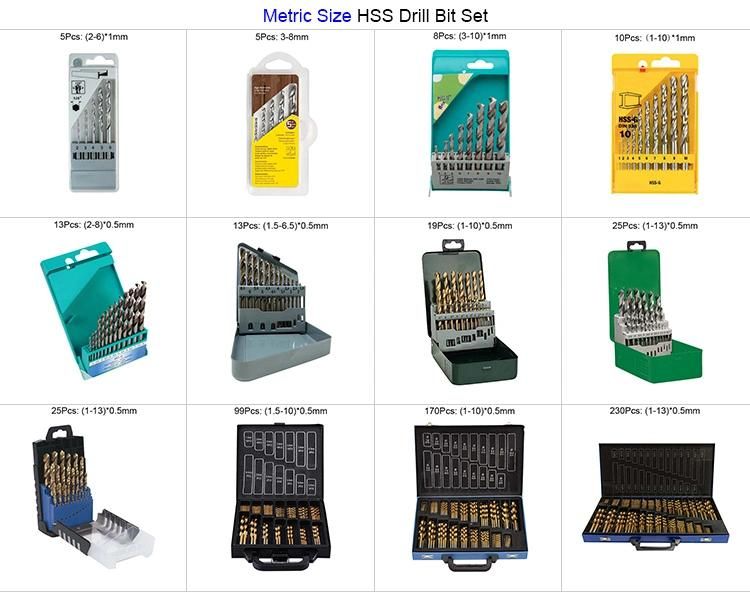 13 PCS Inch Jobber Length Drills Set Hex Shank Titanium HSS Twist Drill Bit Set for Metal Stainless Steel in Double Blister Card (SED-DBS13-1)