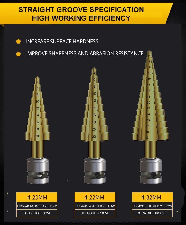 HSS Step Drill Bit Titanium Coated Hex Shank Bit Stepped Point Drill Bits