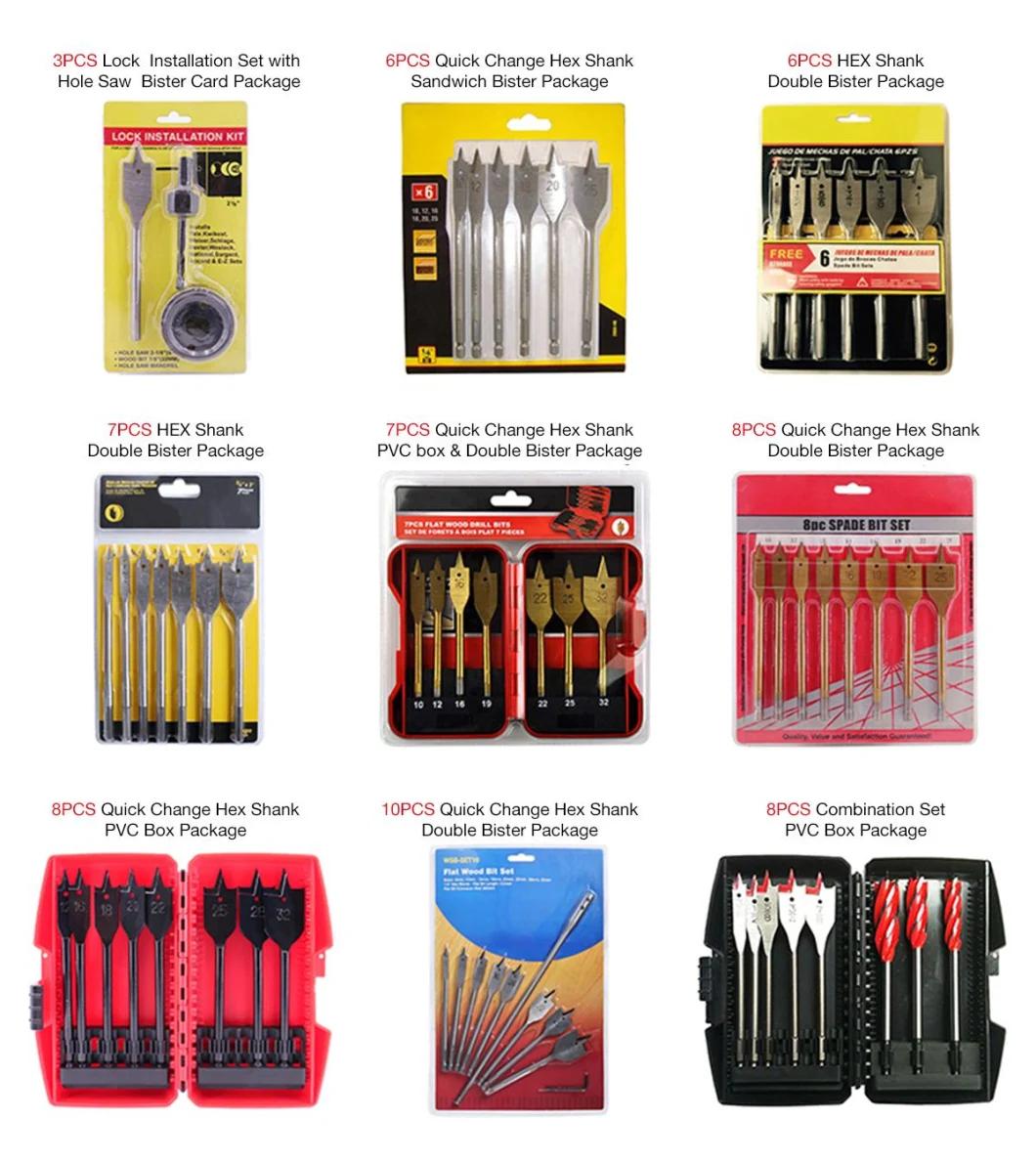 Power Tool Accessory Hex Shank Flat Wood Drill Spade Bits