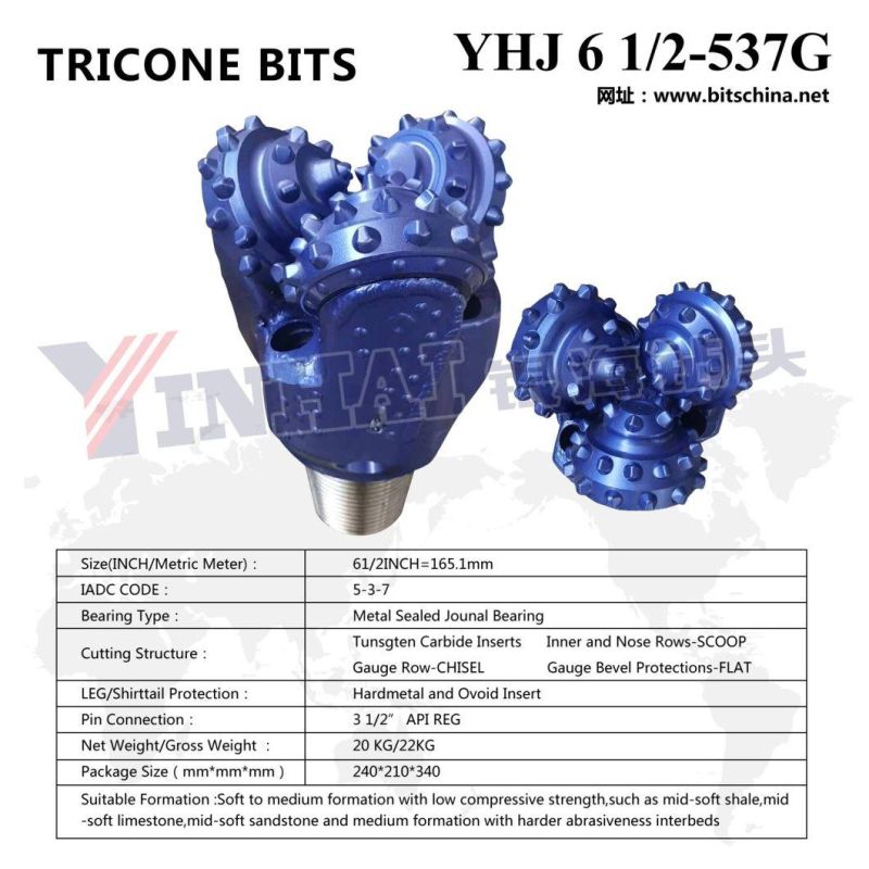 TCI Tricone Drill Bit 6 1/2 Inch IADC537 Metal Sealed Bearing Factory Price