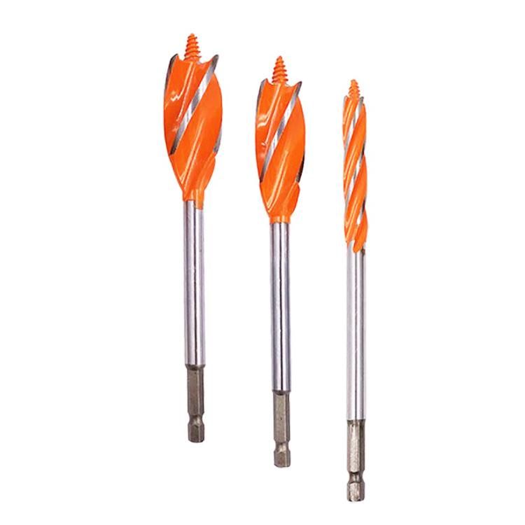 Quick Cutting Auger Fast Boring Bits with 4 Flutes Hex Shank