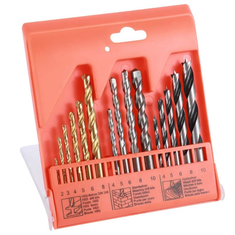 16PCS Metric Combination HSS Drill Bit Set in Plastic Box