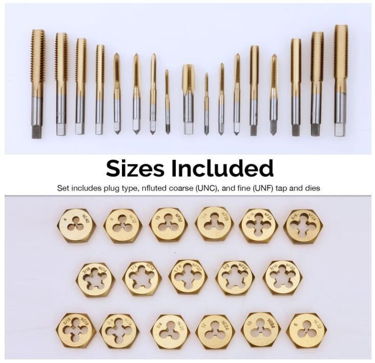 Tap and Die Set, Premium, SAE, Titanium Coated, 40-Piece
