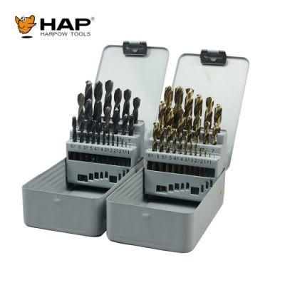 19PCS HSS Straight Shank Twist Drill Bit Set for Stainless Metal Cast Iron Drilling