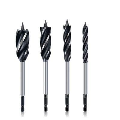 High Carbon Steel Single Spur/ Double/ Four Flute Twist Auger Drill Bit for Drilling Wood