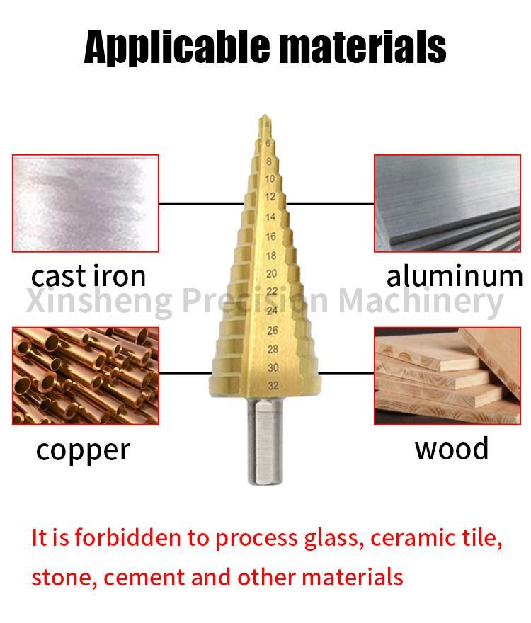 Titanium Coated Straight Flute Spiral Flute HSS M35 Step Drill Bits for Metal Steel Drilling