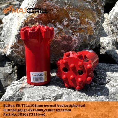 Thread Button Bit T51 102mm Bit for Open Mining