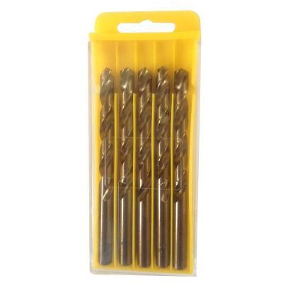 5PCS Amber Color HSS Jobber Drills Set HSS M2 Twist Drill Bits Set with Plastic Box (SED-DBS5)