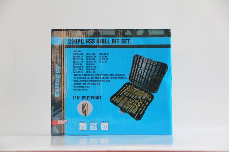 230 PCS 118° High Speed Steel Drill Bits Set