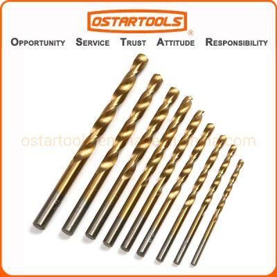 5PCS Titanium Coated HSS Twist Drill Bit Set Straight Shank