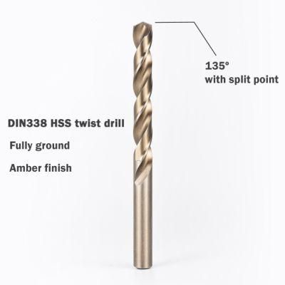 HSS M2 M35 DIN 338 Twist Drill Bit with Fully Ground Straight Shank for Drilling Stainless Steel Metal